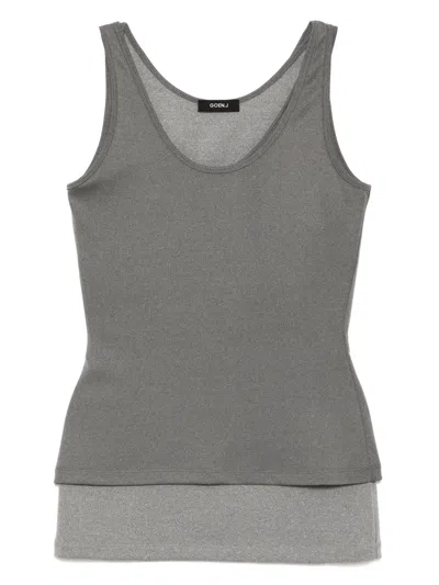 Goen J Dual-layer Sleeveless Top In Grey