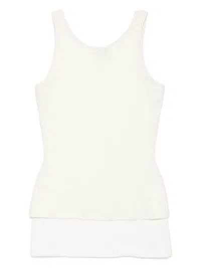 Goen J Dual-layer Sleeveless Top In Neutrals