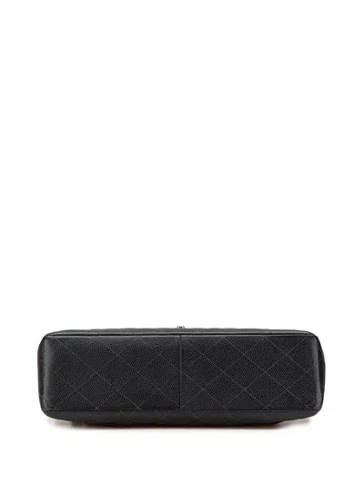 Pre-owned Chanel 2000-2002 Jumbo Quilted Caviar Single Flap Shoulder Bag In Black