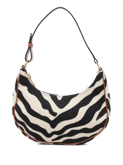 Pre-owned Celine 2021 Canvas Ava Zebra Print Shoulder Bag In White