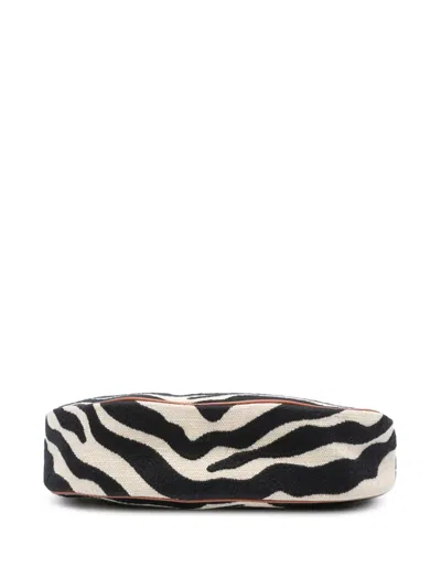 Pre-owned Celine 2021 Canvas Ava Zebra Print Shoulder Bag In White