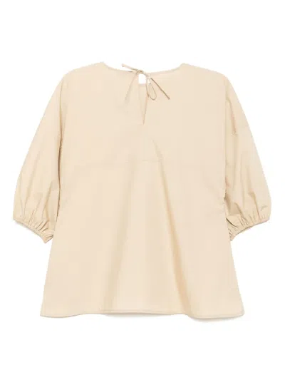 Goen J Balloon-sleeve Top In Neutrals