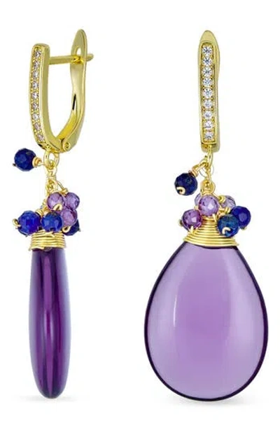 Bling Jewelry Beaded Teardrop Earrings In Lavender