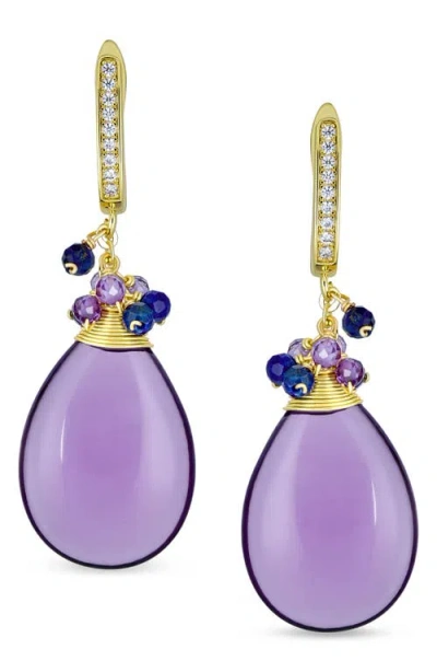 Bling Jewelry Beaded Teardrop Earrings In Lavender