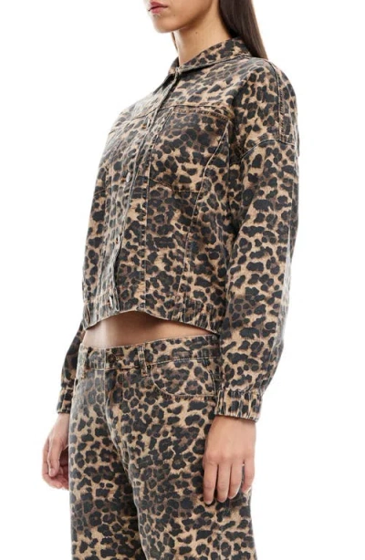 Lioness Carmela Leopard Print Denim Jacket In Leopard