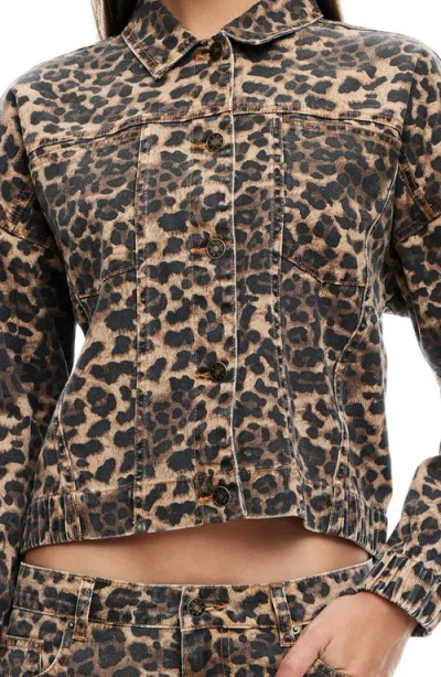 Lioness Carmela Leopard Print Denim Jacket In Leopard