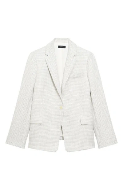 Theory B.mel Houndstooth Check Slim Fit Linen Blend Blazer In Platinum Multi