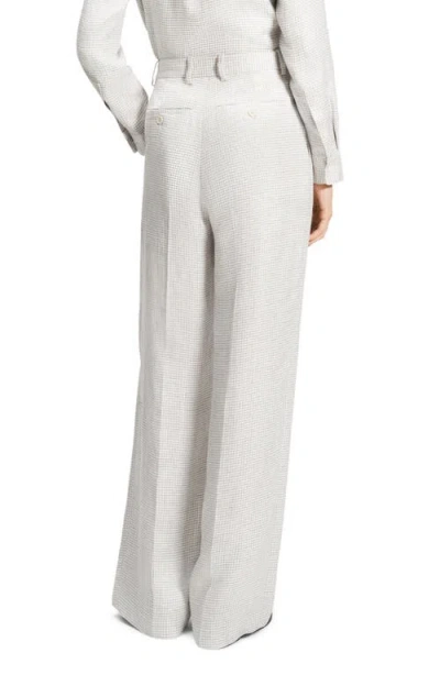 Theory B.mel Houndstooth Check Linen Blend Pants In Platinum Multi