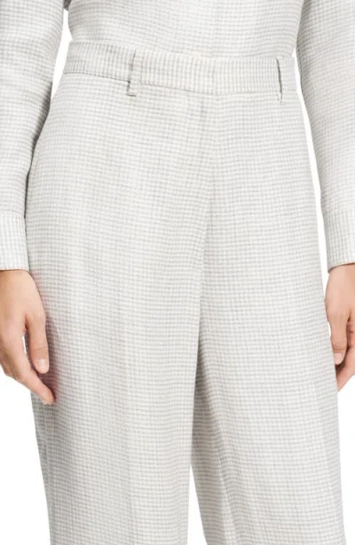 Theory B.mel Houndstooth Check Linen Blend Pants In Platinum Multi