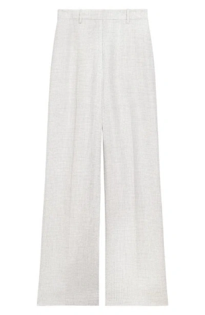 Theory B.mel Houndstooth Check Linen Blend Pants In Platinum Multi