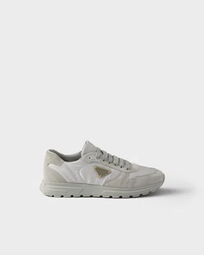 Prada Prax 2.0 Re-nylon And Suede Sneakers In Cloudy Gray