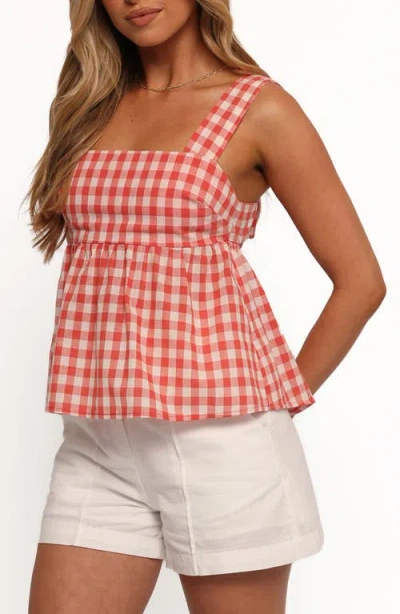 Petal And Pup Petal & Pup Chatham Gingham Babydoll Tank In Red
