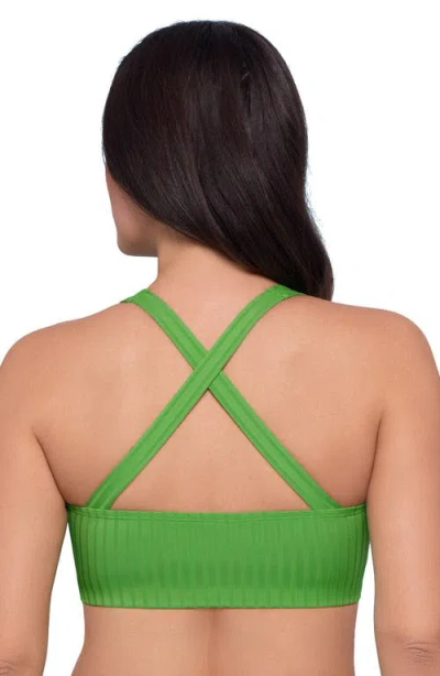 S3 Ribbed Scoopneck Crossback Bikini Top In Serpentine