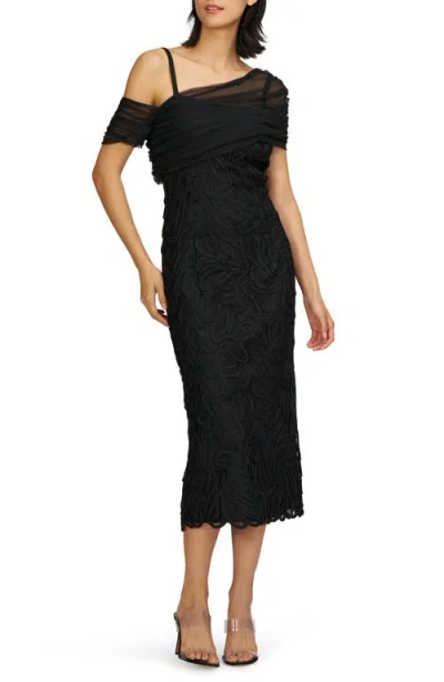 Js Collections Addilyn Soutache Mesh Cold-shoulder Cocktail Dress In Black