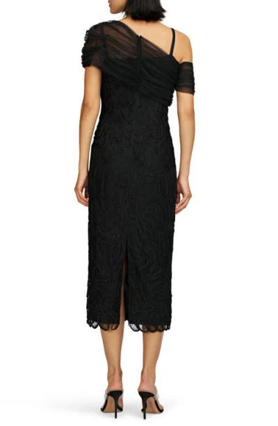 Js Collections Addilyn Soutache Mesh Cold-shoulder Cocktail Dress In Black