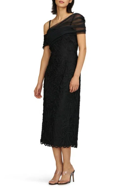 Js Collections Addilyn Soutache Mesh Cold-shoulder Cocktail Dress In Black