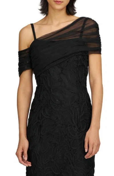 Js Collections Addilyn Soutache Mesh Cold-shoulder Cocktail Dress In Black