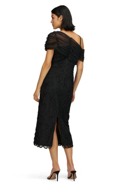 Js Collections Addilyn Soutache Mesh Cold-shoulder Cocktail Dress In Black