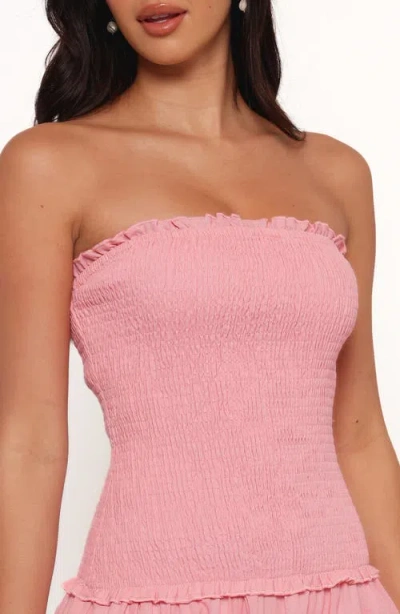 Petal And Pup Petal & Pup Bea Smocked Strapless Cotton & Linen Maxi Dress In Pink