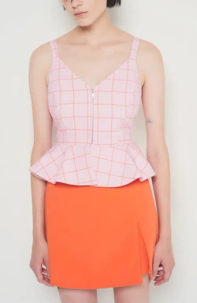 As By Df Leo Plaid Twill Peplum Top In Leo Plaid