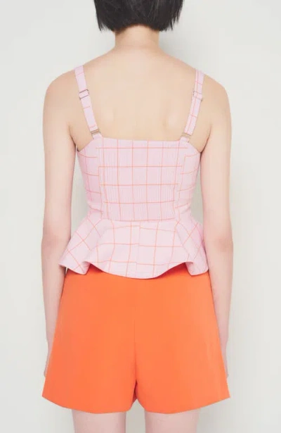 As By Df Leo Plaid Twill Peplum Top In Leo Plaid