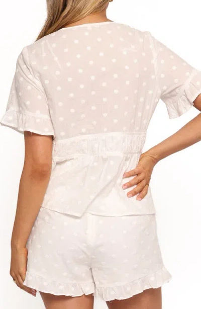 Petal And Pup Petal & Pup Carlen Clip Dot Tie Front Cotton Shorts In Multi