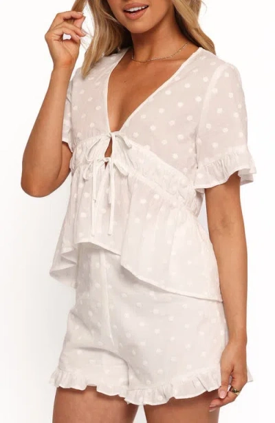 Petal And Pup Petal & Pup Carlen Clip Dot Tie Front Cotton Shorts In Multi