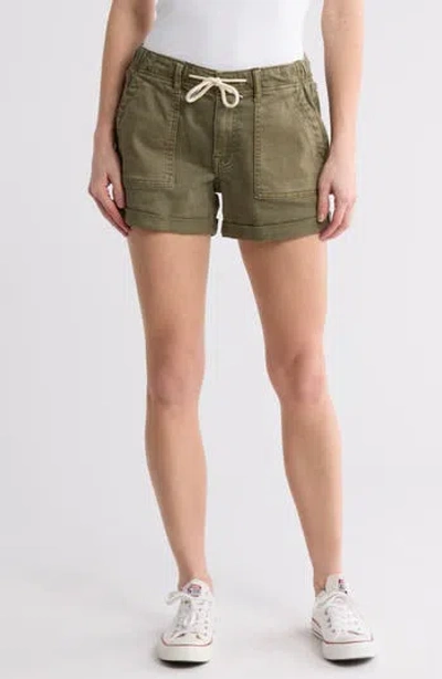 Vigoss Drawstring Denim Shorts In Olive