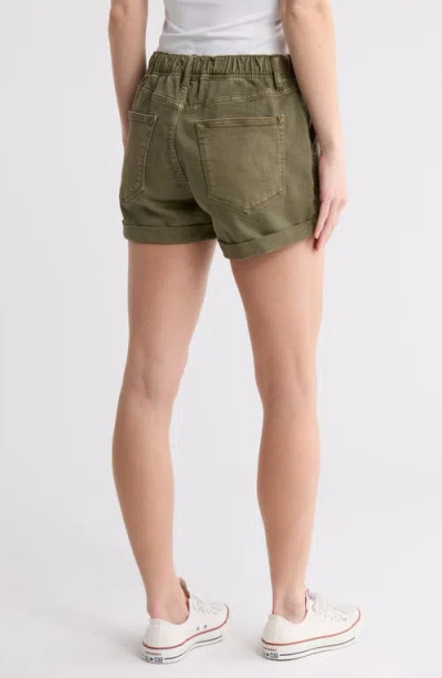 Vigoss Drawstring Denim Shorts In Olive