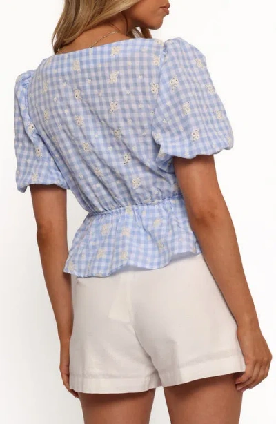 Petal And Pup Petal & Pup Cecelia Gingham Eyelet Embroidered Peplum Top In Animal Print