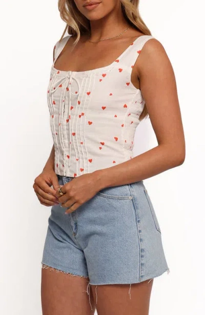 Petal And Pup Petal & Pup Alice Heart Print Corset Top In White