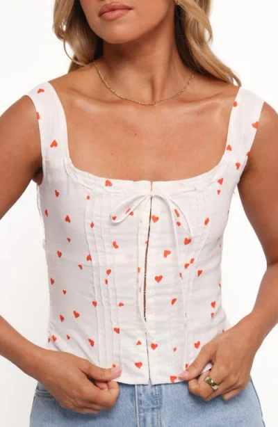 Petal And Pup Petal & Pup Alice Heart Print Corset Top In White