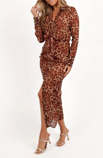 Petal And Pup Petal & Pup Calista Long Sleeve Shirtdress In Brown