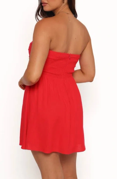 Petal And Pup Petal & Pup Katy Strapless Linen Blend Minidress In Red