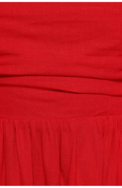 Petal And Pup Petal & Pup Katy Strapless Linen Blend Minidress In Red