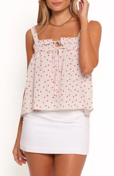 Petal And Pup Petal & Pup Renata Floral Gingham Babydoll Tank In Pink