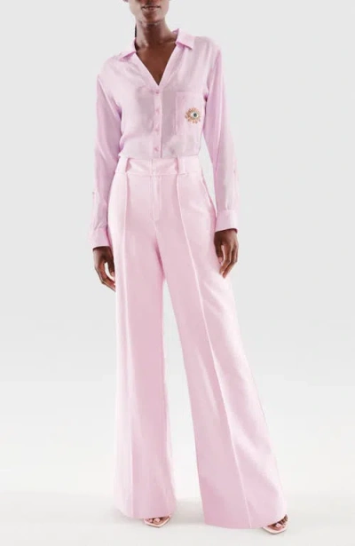 As By Df Monica Mid-rise Straight-leg Twill Trousers In Cherry Blossom