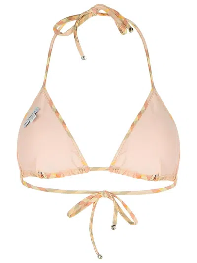 Burberry 'check' Cream Polyamide Blend Bikini Top In Beige