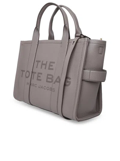 Marc Jacobs 'the Tote Bag Medium' Grey Shoulder Bag With Logo In Grainy Leather Woman  In Grey