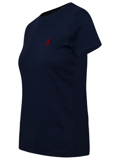 Polo Ralph Lauren Crew Neck Blue Sweater With Embroidered Detail In Blue