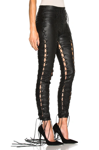 Shop Ben Taverniti Unravel Project Unravel Lace Up Leather Pants In Black