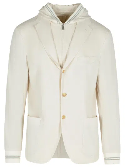 Eleventy Long-sleeved Knitted Cardigan In Beige