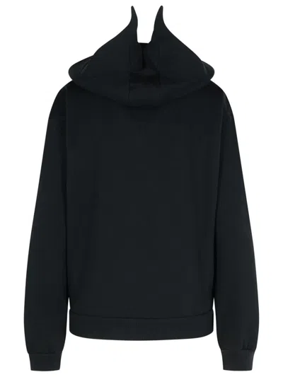 Coperni Black Sweatshirt With Logo Lettering And Front Kangaroo Pocket In Cotton Woman In Black