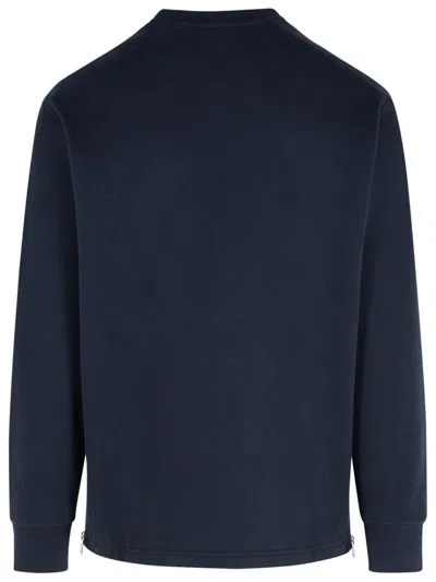 Moncler Blue Cotton Sweatshirt Men In Blue
