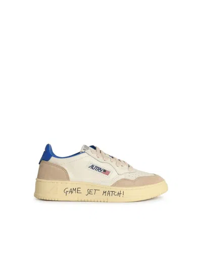 Autry Medalist Low Leather And Suede Sneakers With Lettering In White
