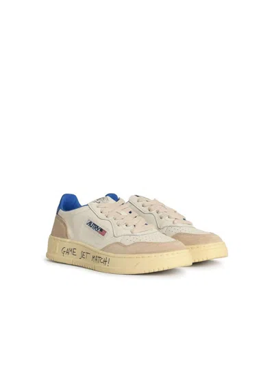 Autry Medalist Low Leather And Suede Sneakers With Lettering In White