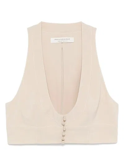 Philosophy Di Lorenzo Serafini Button Cropped Vest In Beige