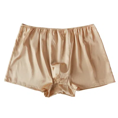 Soft Strokes Silk Neutrals Beige Pure Mulberry Silk Men's Trunks In Beige/purple