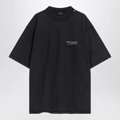 Balenciaga Men Graphite Cotton Oversize T-shirt