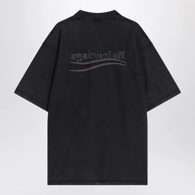 Balenciaga Men Graphite Cotton Oversize T-shirt